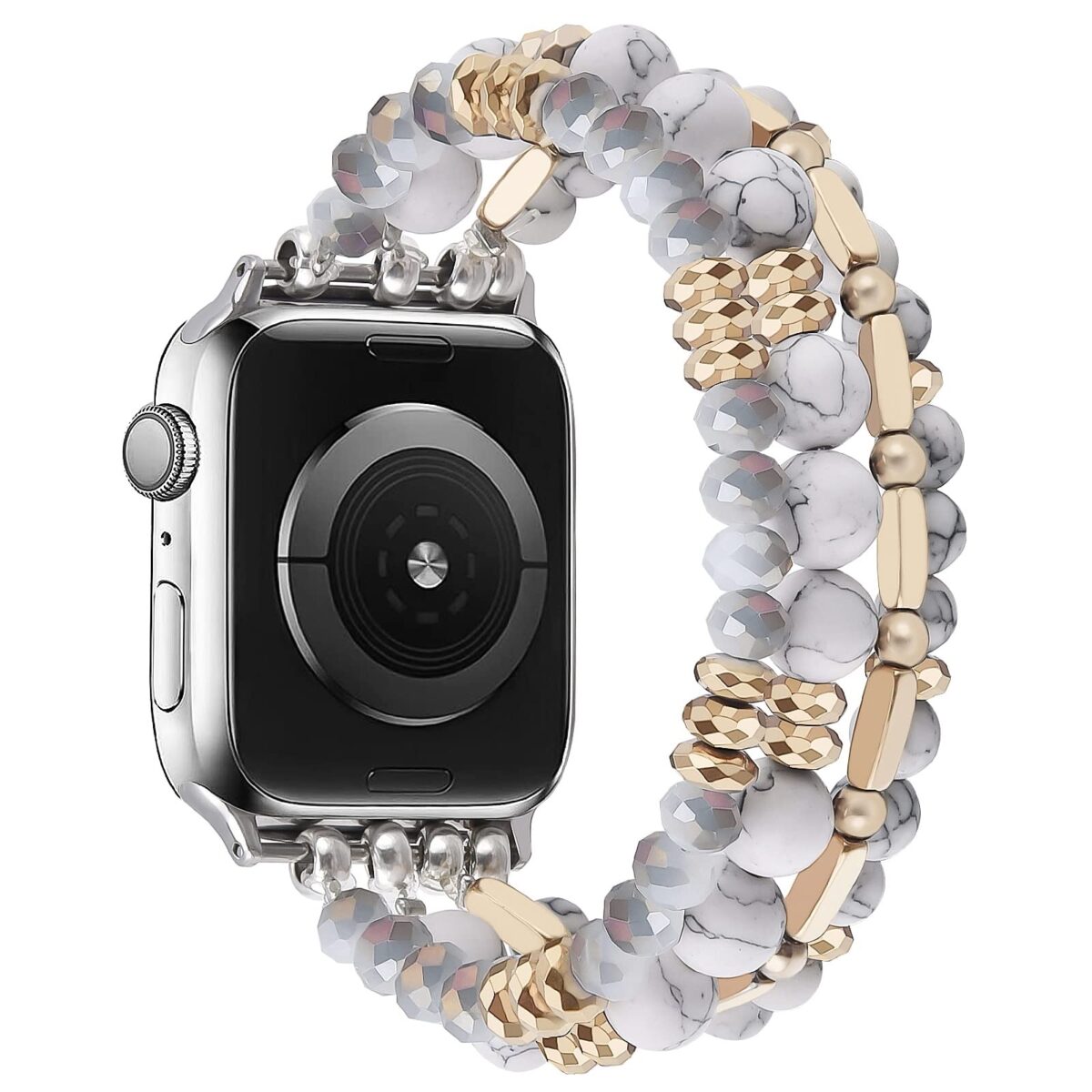 VISOOM Beaded Bracelet Compatible for Apple Watch Band 40mm/38mm/41mm/42mm Series 10 9 8 7 SE Series 6/5/4 Women Fashion Cute Handmade Crystal Beads Stretchy Watch Strap for iWatch Bands Series 3/2/1 - Image 5