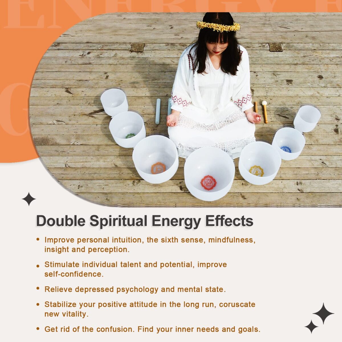 Chakra Symbol Design Frosted Quartz Crystal Singing Bowl with 2 PCS Travel Carry Case Bag for Sound Healing - Image 3