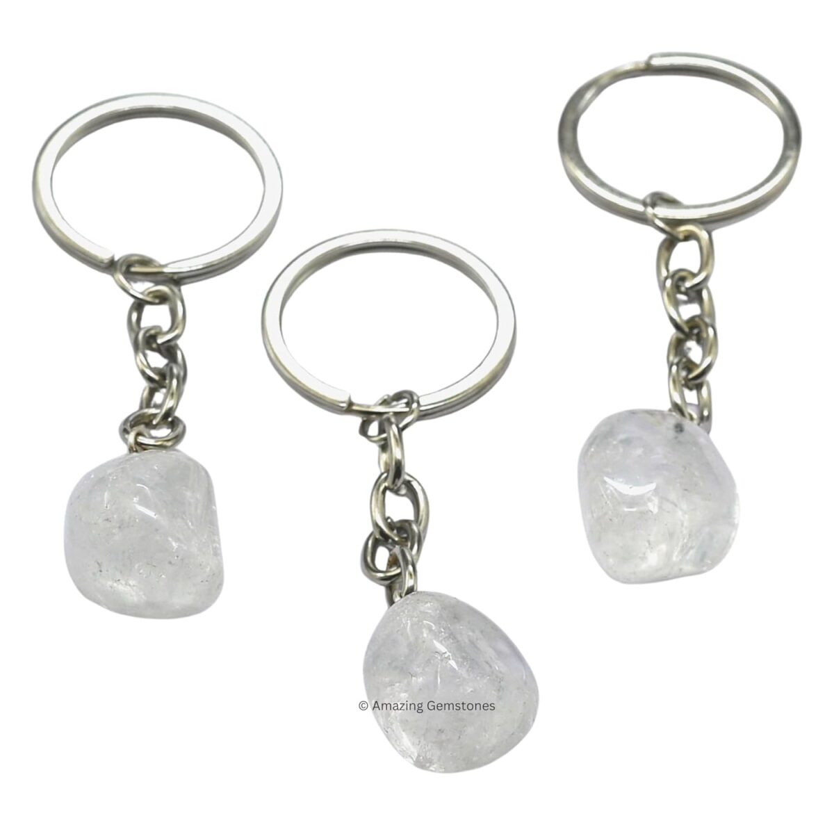 Clear Quartz Crystal Car Key Holder - Crystals and Healing Stones Car Keys Keychain for Gift for Christmas Stockings Stuffers for Women Men Teen Kids (Tumbled Crystal Keychain) - Image 3