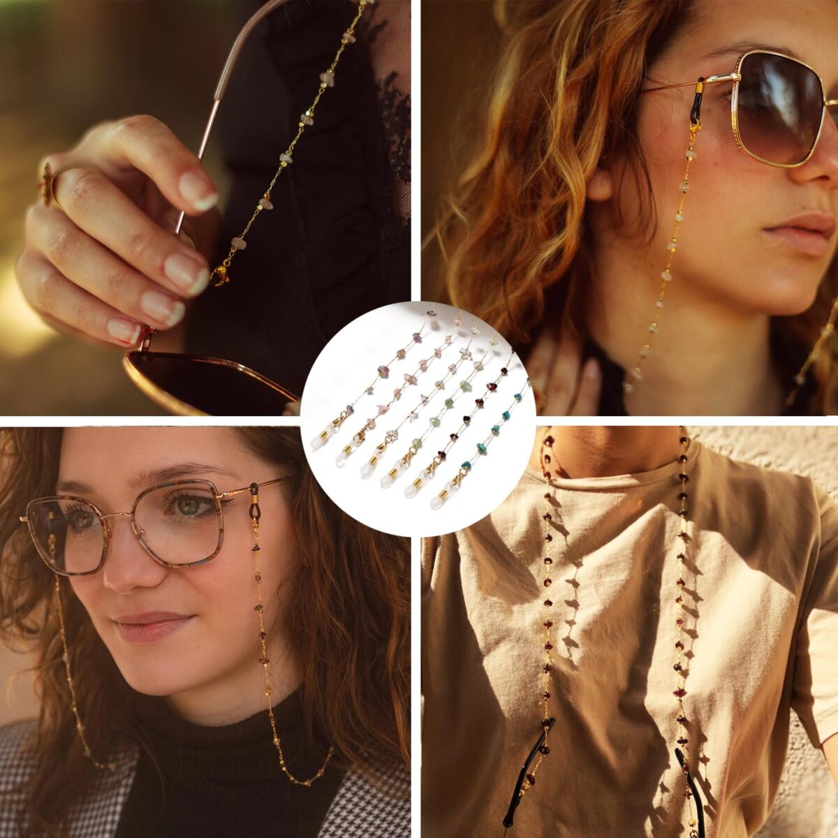 Glasses Chain for Women Eye Glasses Holders Around Neck Natural Crystal Eyeglasses Strap Sunglass Chains for Women - Image 5