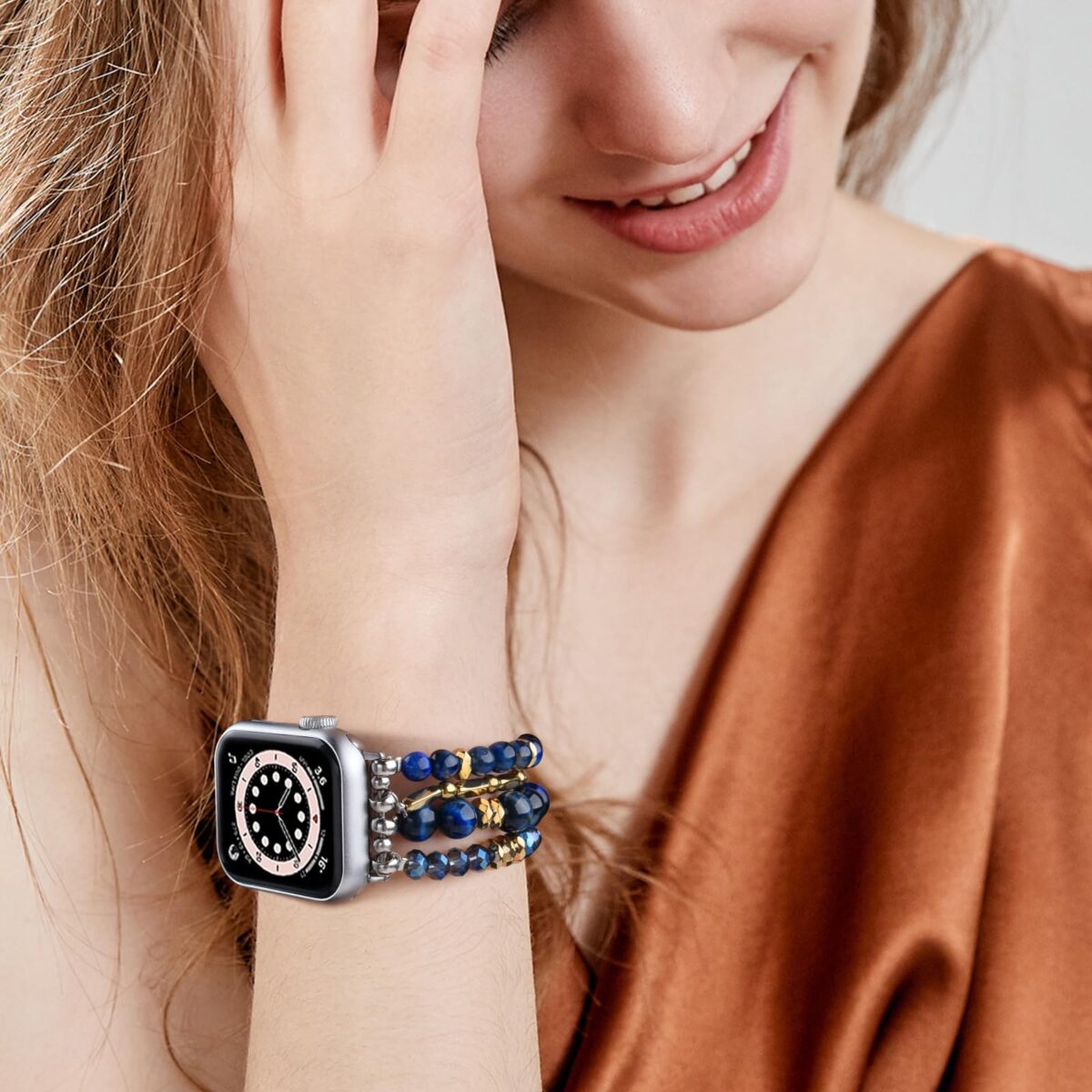 VISOOM Beaded Boho Bracelet Compatible for Apple Watch Band 40mm/38mm/41mm/42mm Series 10 9 8 7 SE Series 6/5/4 Women Fashion Cute Handmade Crystal Beads Watch Strap for iWatch Bands Series 3/2/1 - Image 6