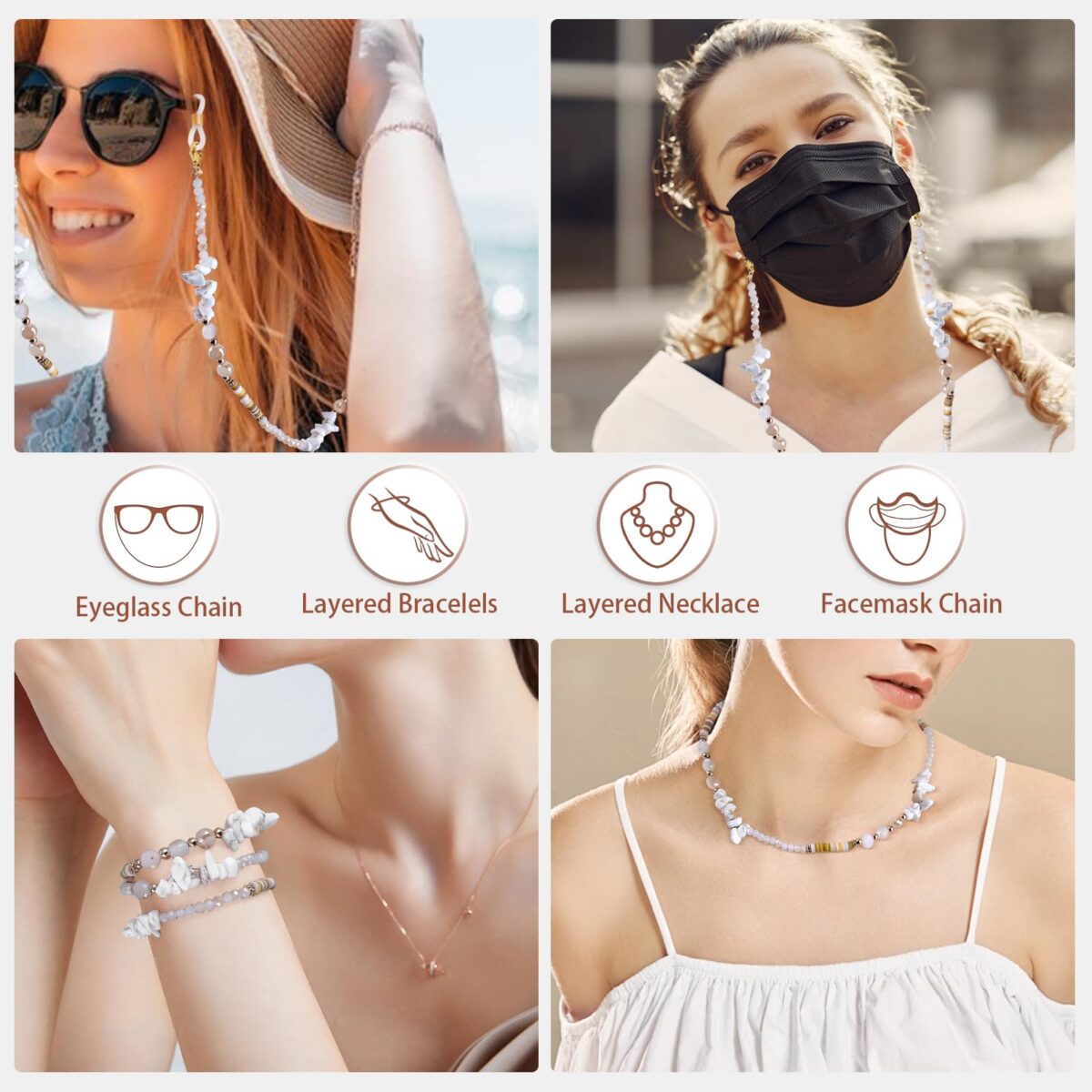 Crystal Glasses Chain for Women, Eye Glasses Holders Around Neck, Stylish Beaded Sunglasses Strap - Image 5