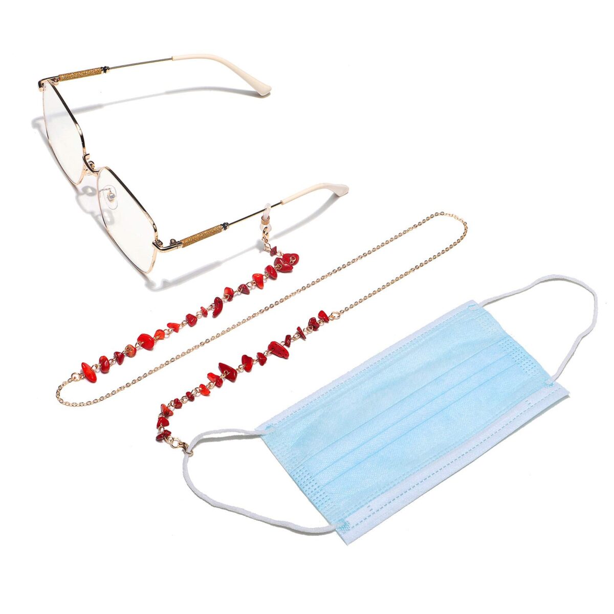 Beaded Eyeglass Chain for Women Girls,Green Aventurine Natural Stones Sunglass Lanyard,Stylish Mask Chains - Image 3