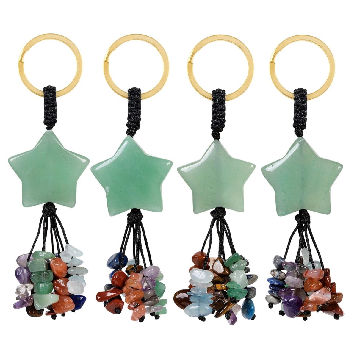 TUMBEELLUWA 7 Chakra Healing Crystal Keychain Stone Beads Tassel Key Ring Charm Amulet Car Keyrings for Men Women Unisex - Image 4
