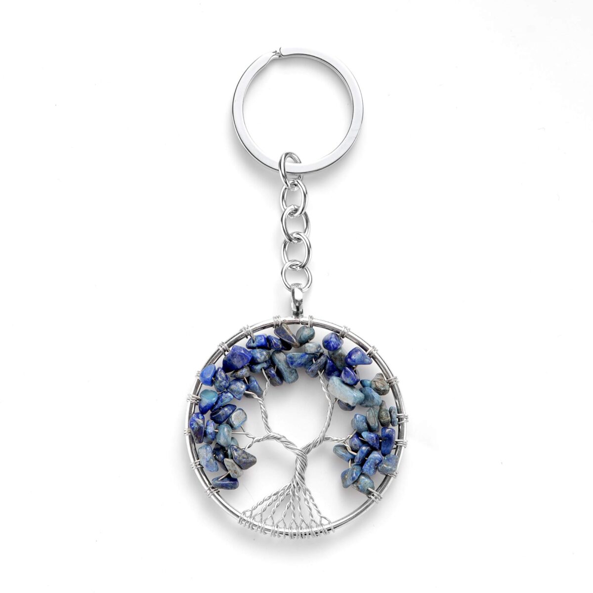 Tree of Life Keychain Natural Crystal Stone Handmade DIY Keychain Charm Pendant Necklace - Image 5