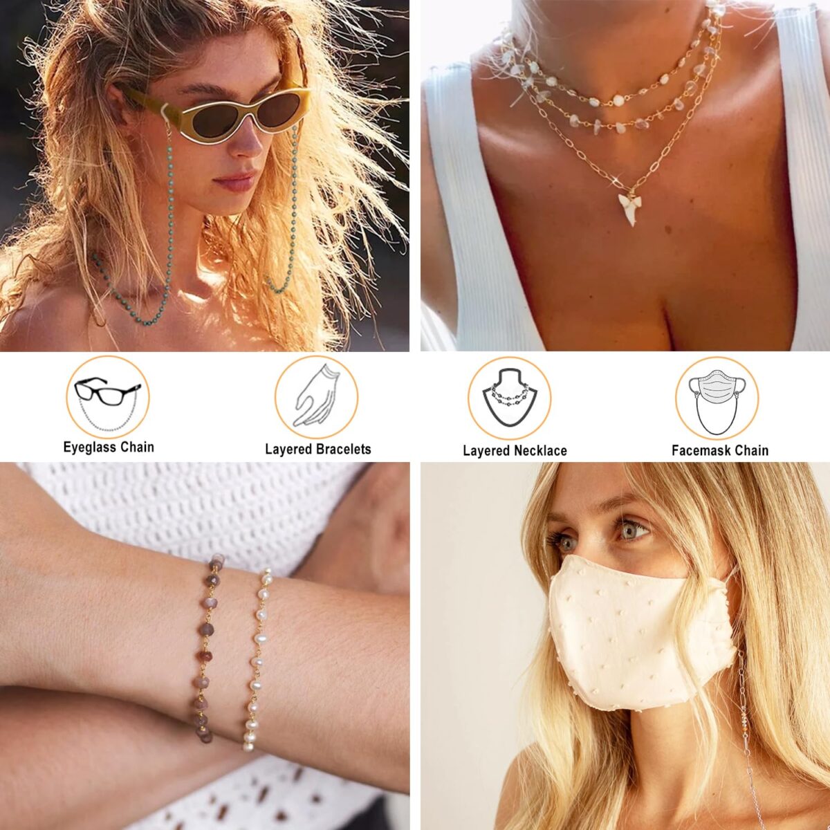 Glasses Chain for Women Eye Glasses Holders Around Neck Natural Crystal Eyeglasses Strap Sunglass Chains for Women - Image 5