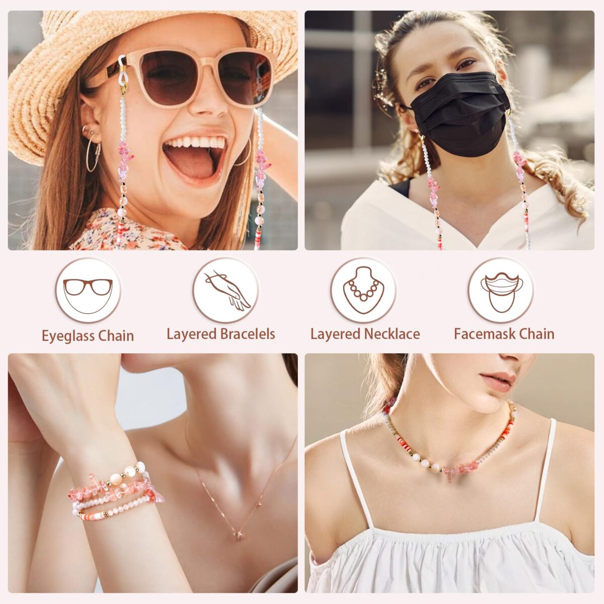 Crystal Glasses Chain for Women, Eye Glasses Holders Around Neck, Stylish Beaded Sunglasses Strap - Image 6