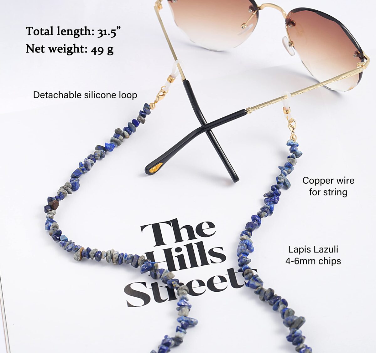 PEARLADA 18K Gold Eyeglass Chain Sunglasses Strap Holder Reading Glasses Retainer Gold Beaded Chain String Cord Lanyard - Image 4