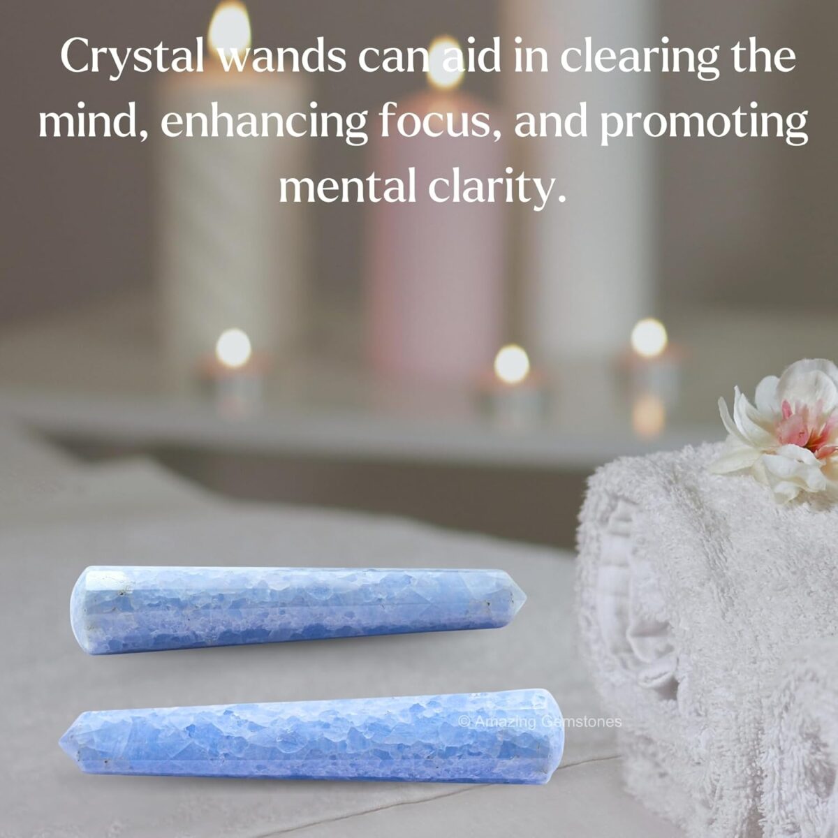 (Pointed) Blue Calcite Crystal Wand Massage Stick - Pelvic Wand Gua Sha for Adults - Crystals and Healing Stones Massage Wands for Adults Gifts (Pointed) - Image 7
