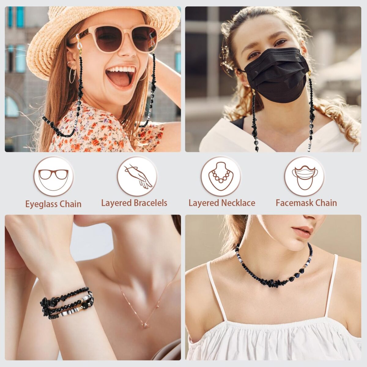 Crystal Glasses Chain for Women, Eye Glasses Holders Around Neck, Stylish Beaded Sunglasses Strap - Image 5