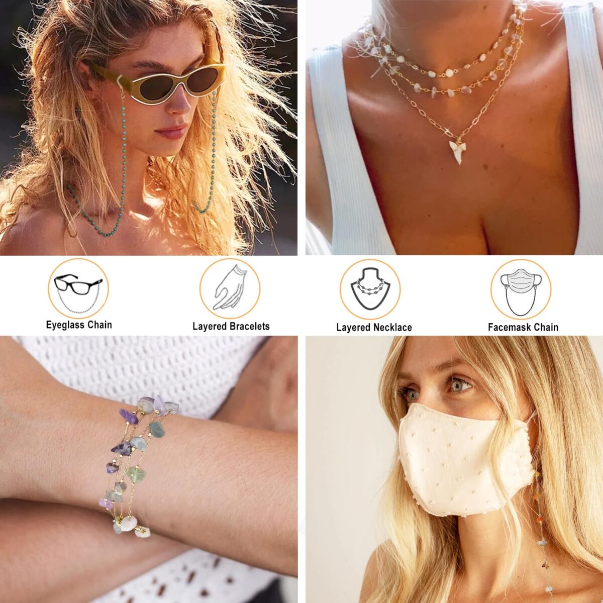 Glasses Chain for Women Eye Glasses Holders Around Neck Natural Crystal Eyeglasses Strap Sunglass Chains for Women - Image 6