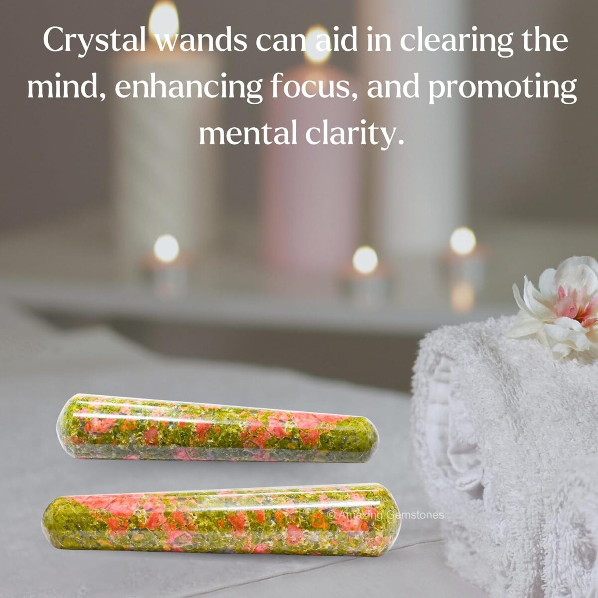 (Smooth) Unakite Crystal Wand Massage Stick - Pelvic Wand Gua Sha for Adults - Crystals and Healing Stones Massage Wands for Adults Gifts - Image 7