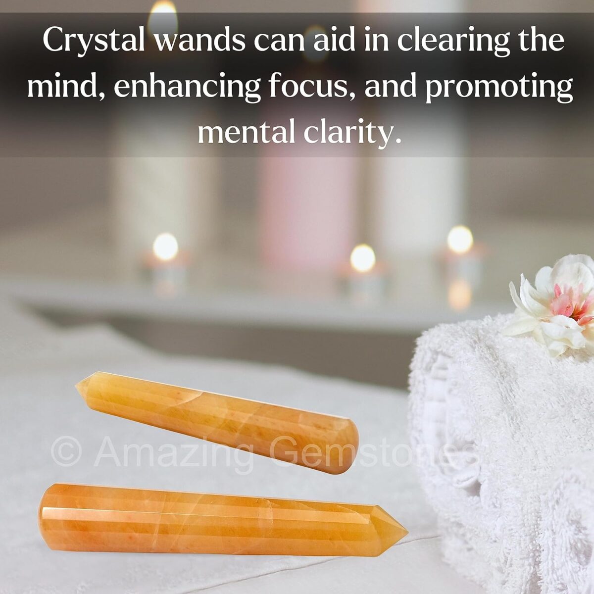 (Pointed) Yellow Aventurine Crystal Wand Massage Stick - Pelvic Wand Gua Sha for Adults - Crystals and Healing Stones Massage Wands for Adults Gifts - Image 7