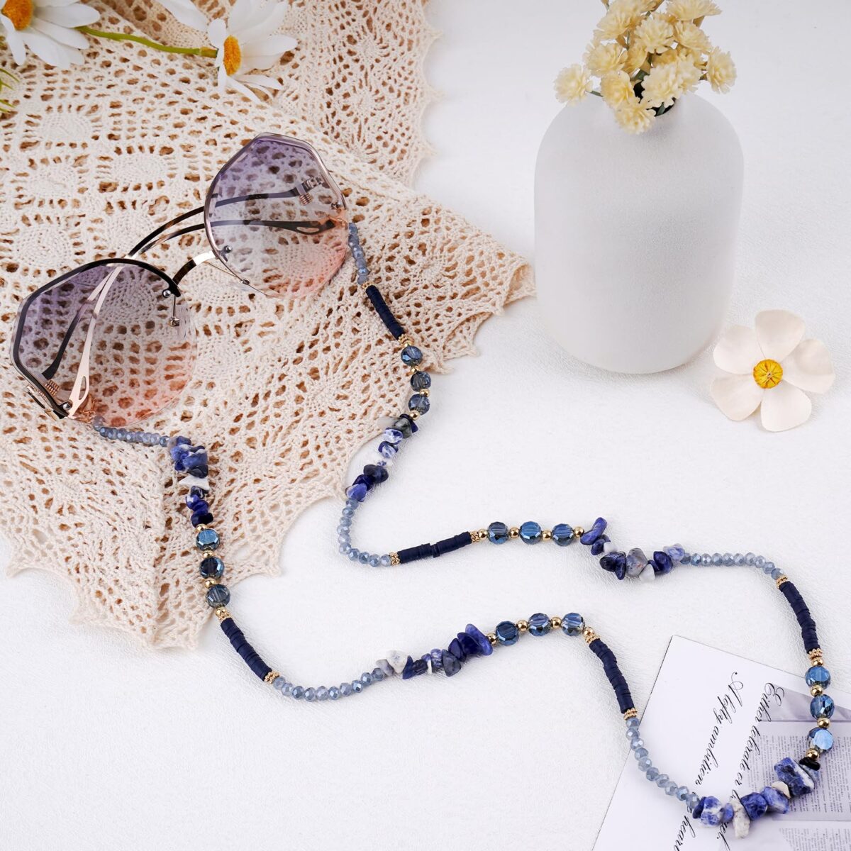Crystal Glasses Chain for Women, Eye Glasses Holders Around Neck, Stylish Beaded Sunglasses Strap - Image 3