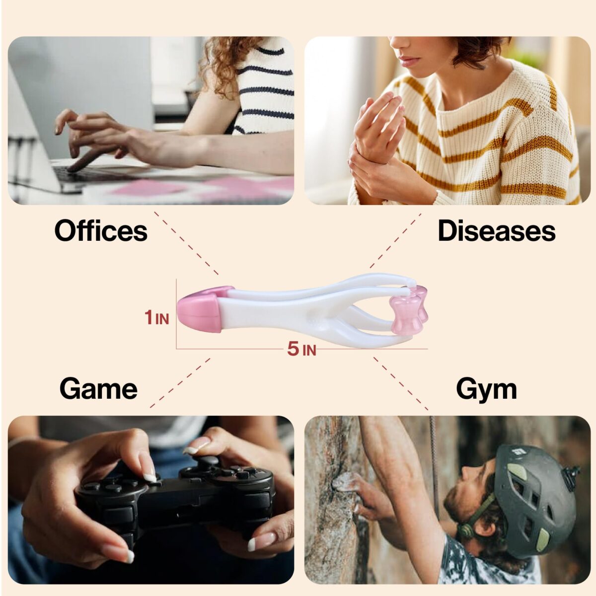 Finger Massage Tool, Hand Massager with Rose Quartz Roller, Effective Relief of Hand Discomfort Caused by Work, Game, Sports or Illness, Smooth Rose Quartz Roller Can Bring You The Great Comfort - Image 5