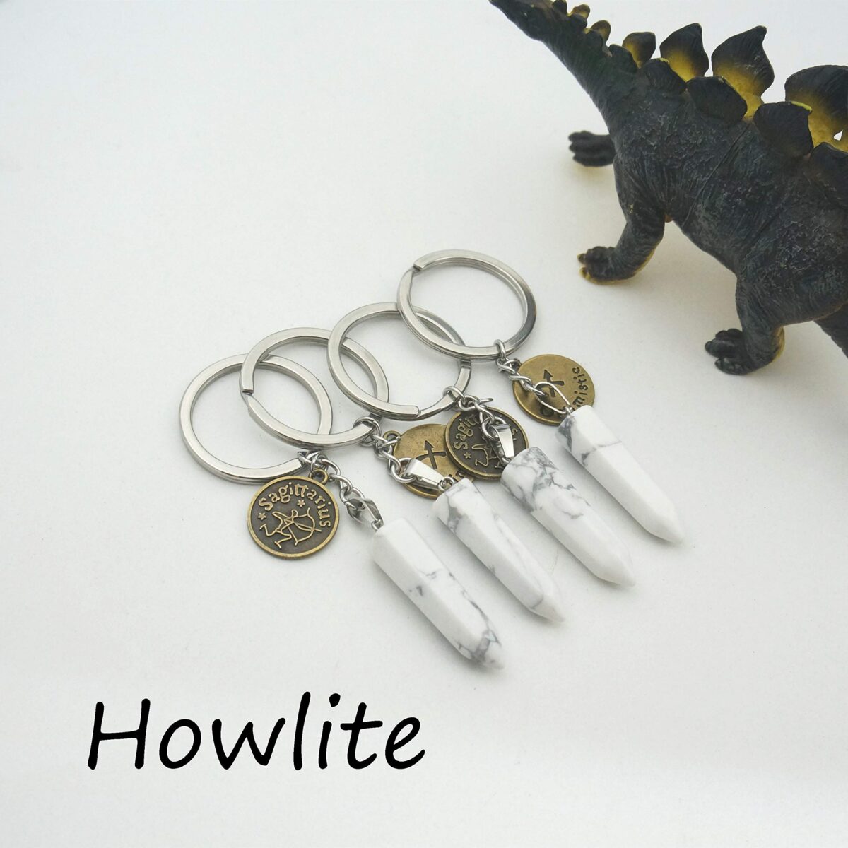 Zodiac Crystal Stone Keychain Natural Rose Stone/Red Agate/Aventurine Healing Crystal Keychain - Image 2