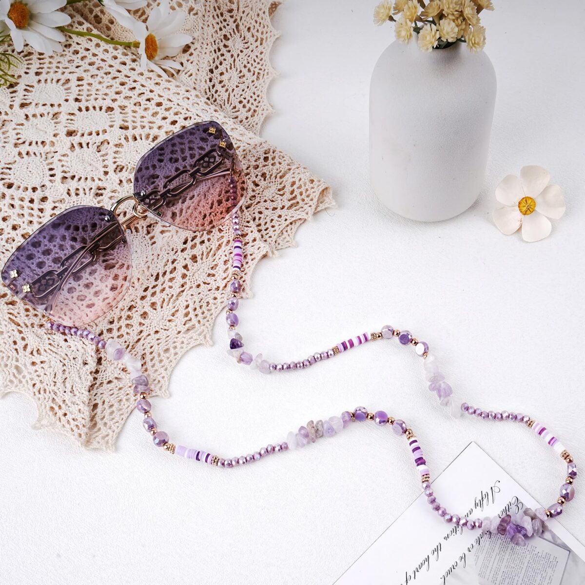 Crystal Glasses Chain for Women, Eye Glasses Holders Around Neck, Stylish Beaded Sunglasses Strap - Image 3