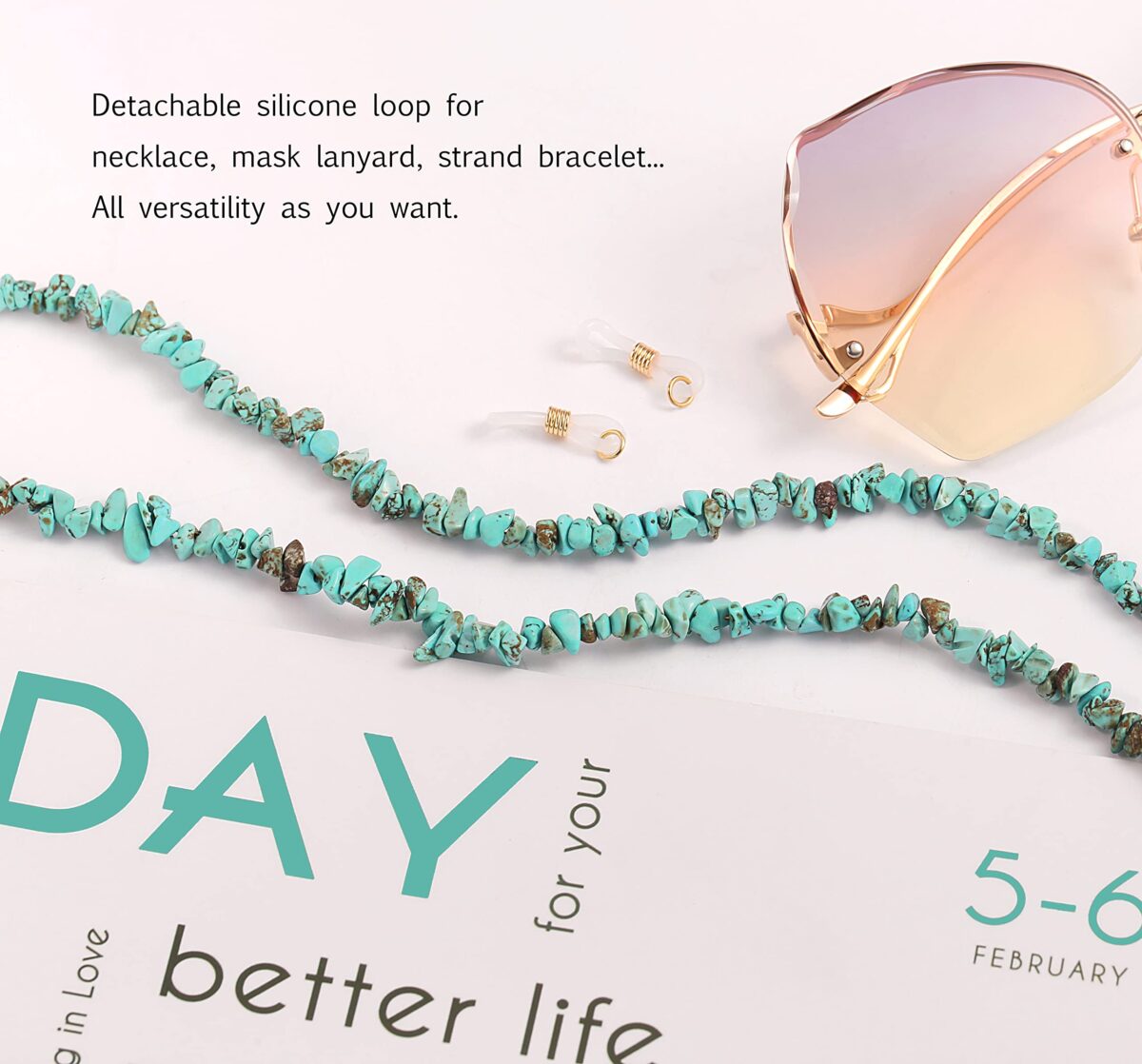 PEARLADA 18K Gold Eyeglass Chain Sunglasses Strap Holder Reading Glasses Retainer Gold Beaded Chain String Cord Lanyard - Image 6