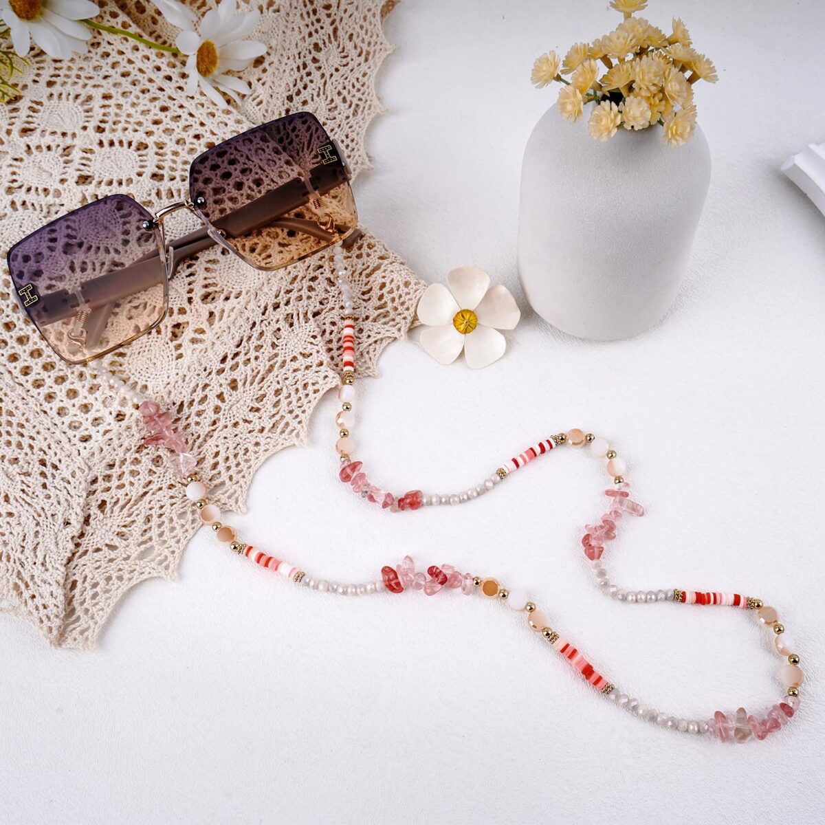 Crystal Glasses Chain for Women, Eye Glasses Holders Around Neck, Stylish Beaded Sunglasses Strap - Image 2