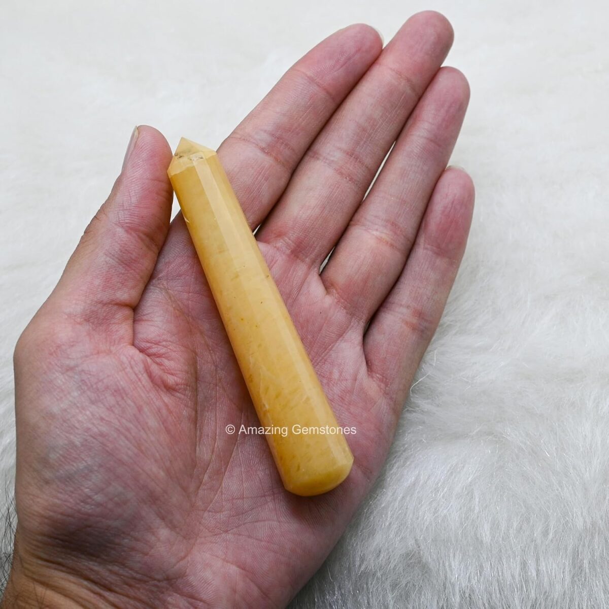 (Pointed) Yellow Aventurine Crystal Wand Massage Stick - Pelvic Wand Gua Sha for Adults - Crystals and Healing Stones Massage Wands for Adults Gifts - Image 3