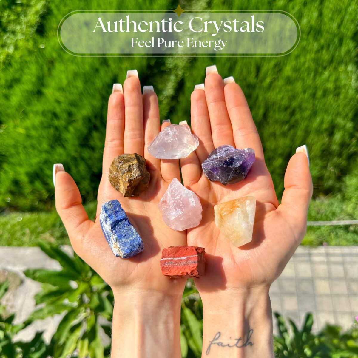 7 Chakras Crystals and Healing Stones with Guide Booklet – Large Raw Crystals and Stones Set Including Rose Quartz, Amethyst, and Lapis Lazuli in Wooden Box - for Healing and Protection - Image 2