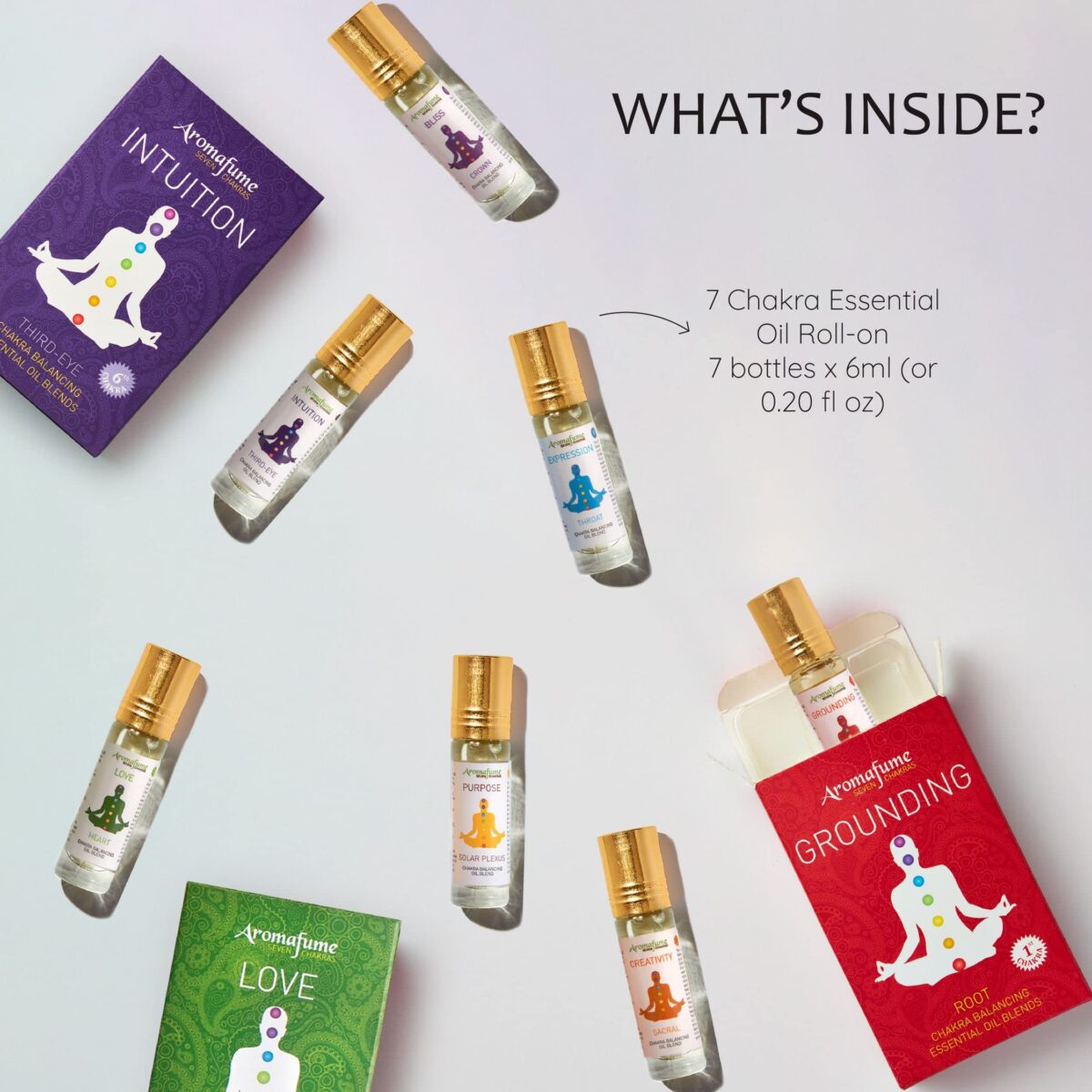 7 Chakra Essential Oil Roll-On Blend Gift Set by Aromafume | 7x 6ml/0.2 fl oz | Aromatherapy Oils for Meditation, Chakra Balance | Yoga & Reiki Gifts | Essential Oil Set for Plexus, Root Chakra & more - Image 2