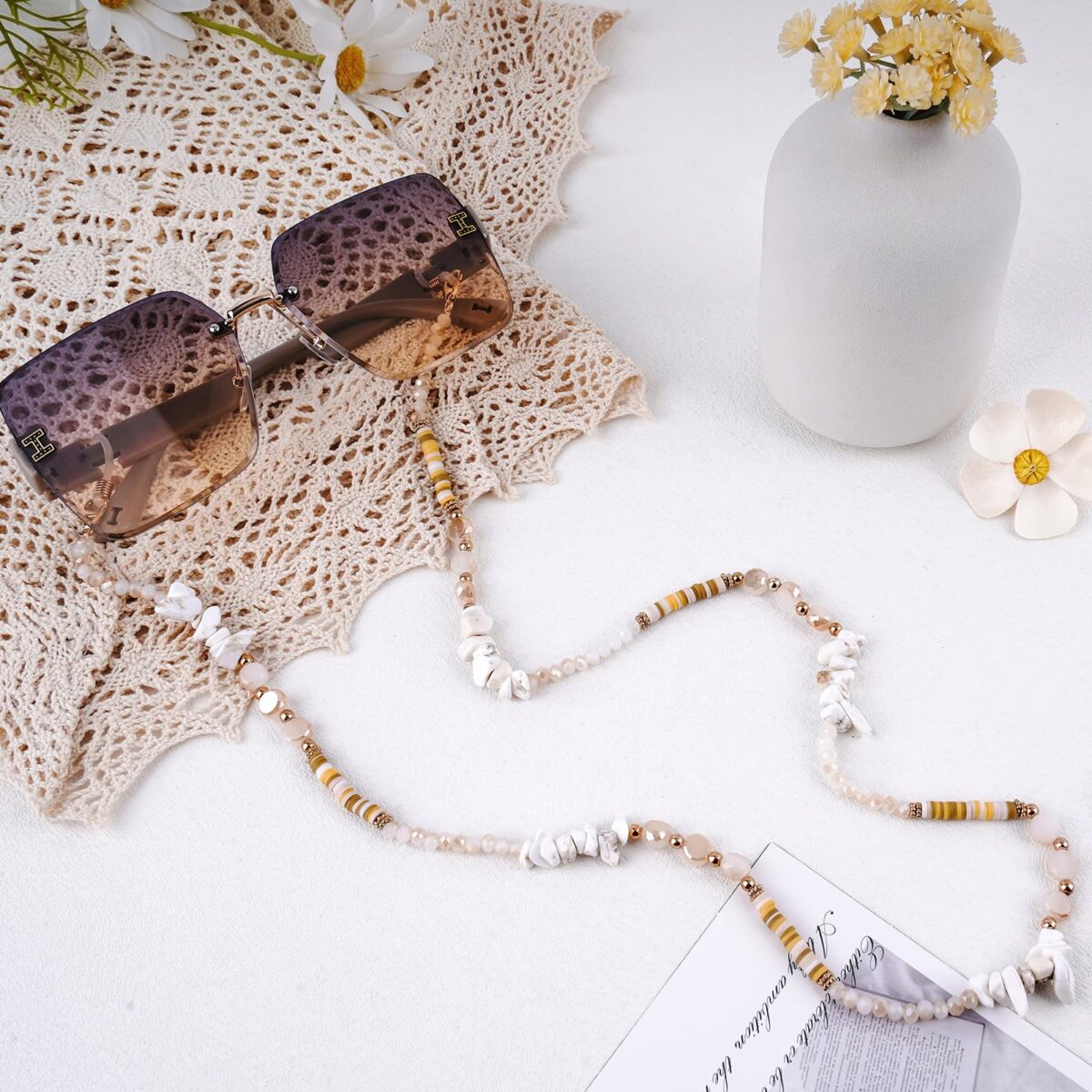Crystal Glasses Chain for Women, Eye Glasses Holders Around Neck, Stylish Beaded Sunglasses Strap - Image 3