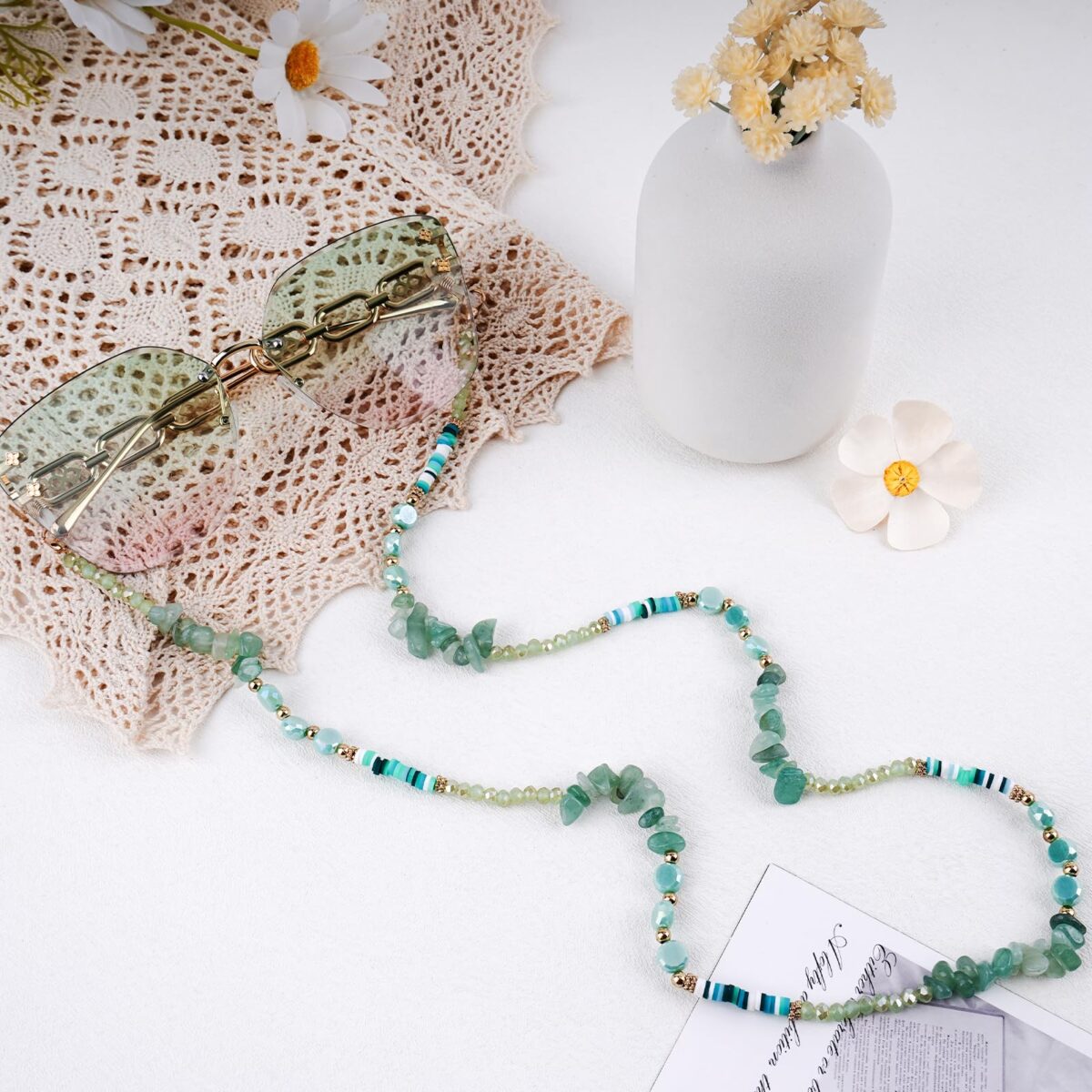 Crystal Glasses Chain for Women, Eye Glasses Holders Around Neck, Stylish Beaded Sunglasses Strap - Image 2