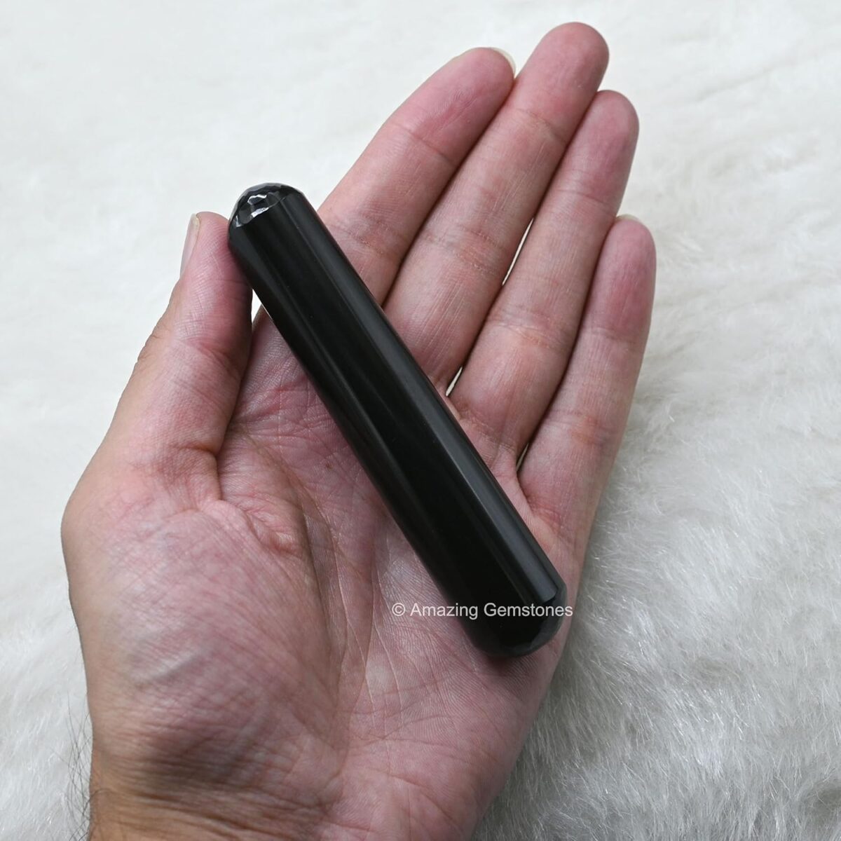 (Smooth) Black Agate Crystal Wand Massage Stick - Pelvic Wand Gua Sha for Adults - Crystals and Healing Stones Massage Wands for Adults Gifts - Image 3