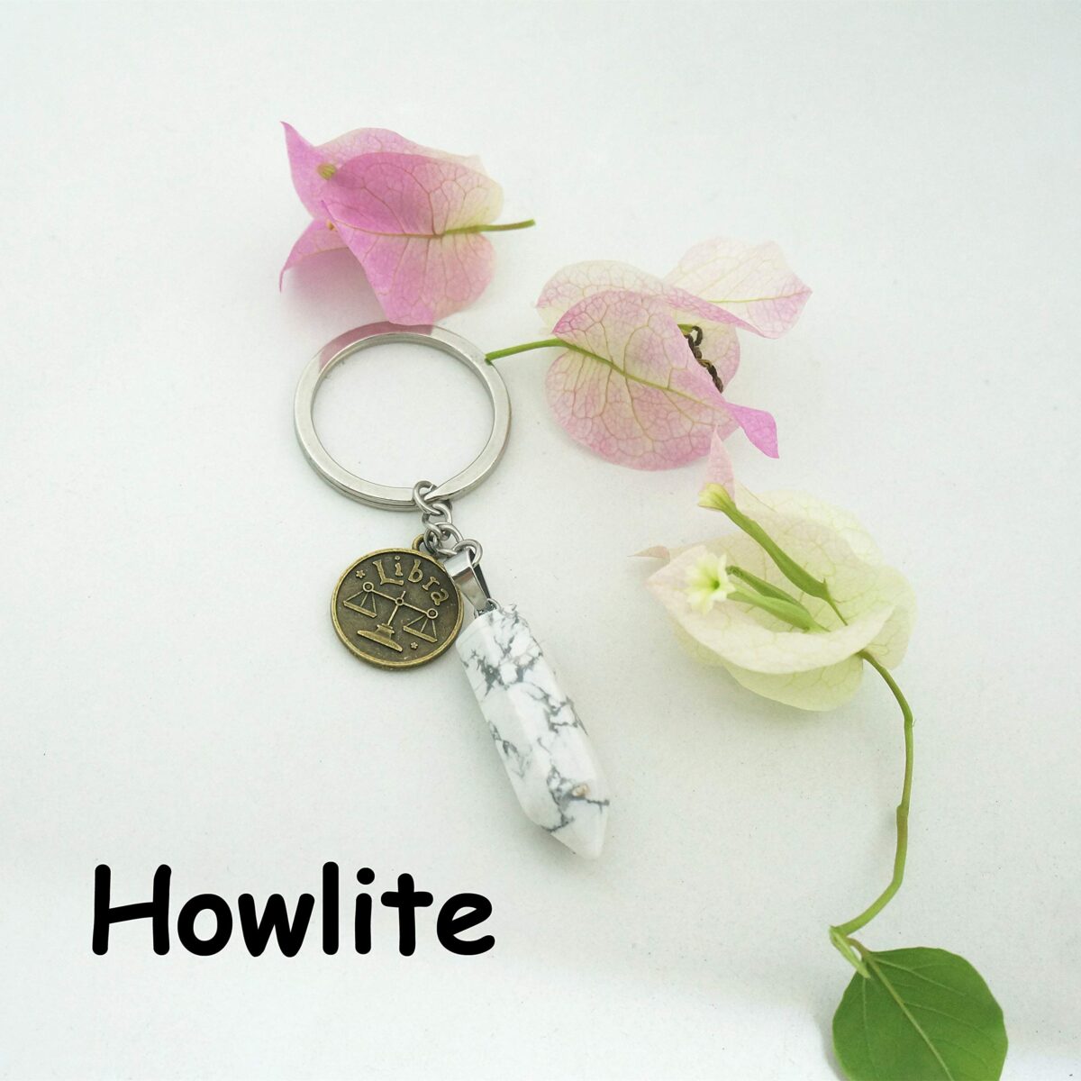 Zodiac Crystal Stone Keychain Natural Rose Stone/Red Agate/Aventurine Healing Crystal Keychain - Image 2