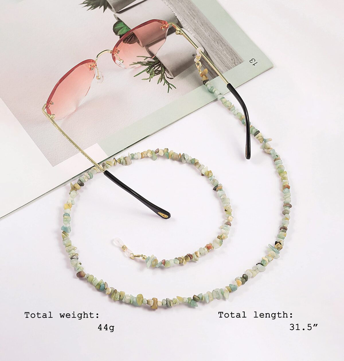 PEARLADA 18K Gold Eyeglass Chain Sunglasses Strap Holder Reading Glasses Retainer Gold Beaded Chain String Cord Lanyard - Image 4