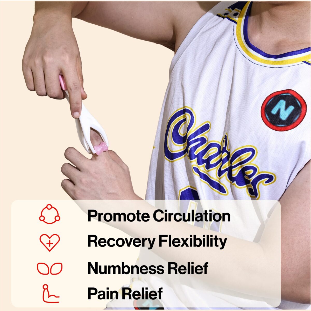 Finger Massage Tool, Hand Massager with Rose Quartz Roller, Effective Relief of Hand Discomfort Caused by Work, Game, Sports or Illness, Smooth Rose Quartz Roller Can Bring You The Great Comfort - Image 3