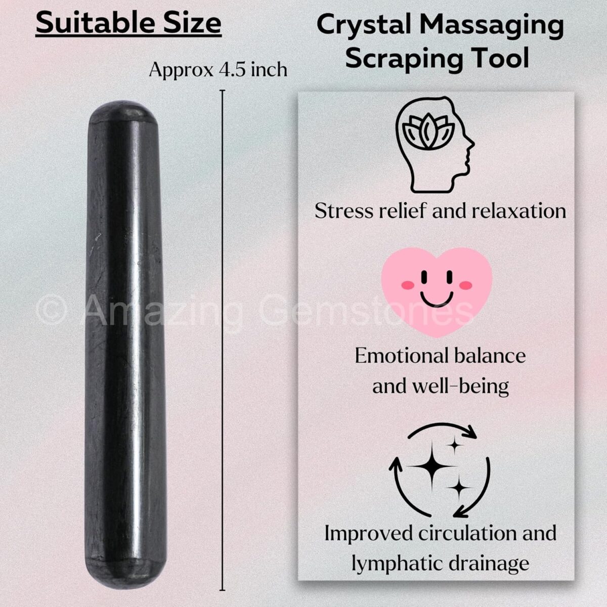 (Smooth) Shungite Crystal Wand Massage Stick - Pelvic Wand Gua Sha for Adults - Crystals and Healing Stones Massage Wands for Adults Gifts - Image 5
