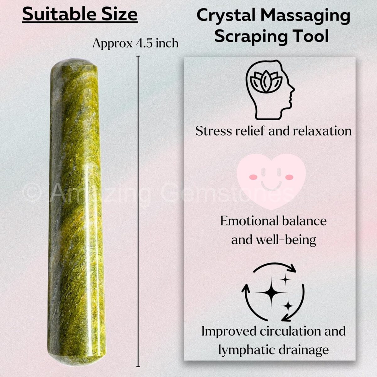 (Smooth) Vesuvianite Crystal Wand Massage Stick - Pelvic Wand Gua Sha for Adults - Crystals and Healing Stones Massage Wands for Adults Gifts - Image 4