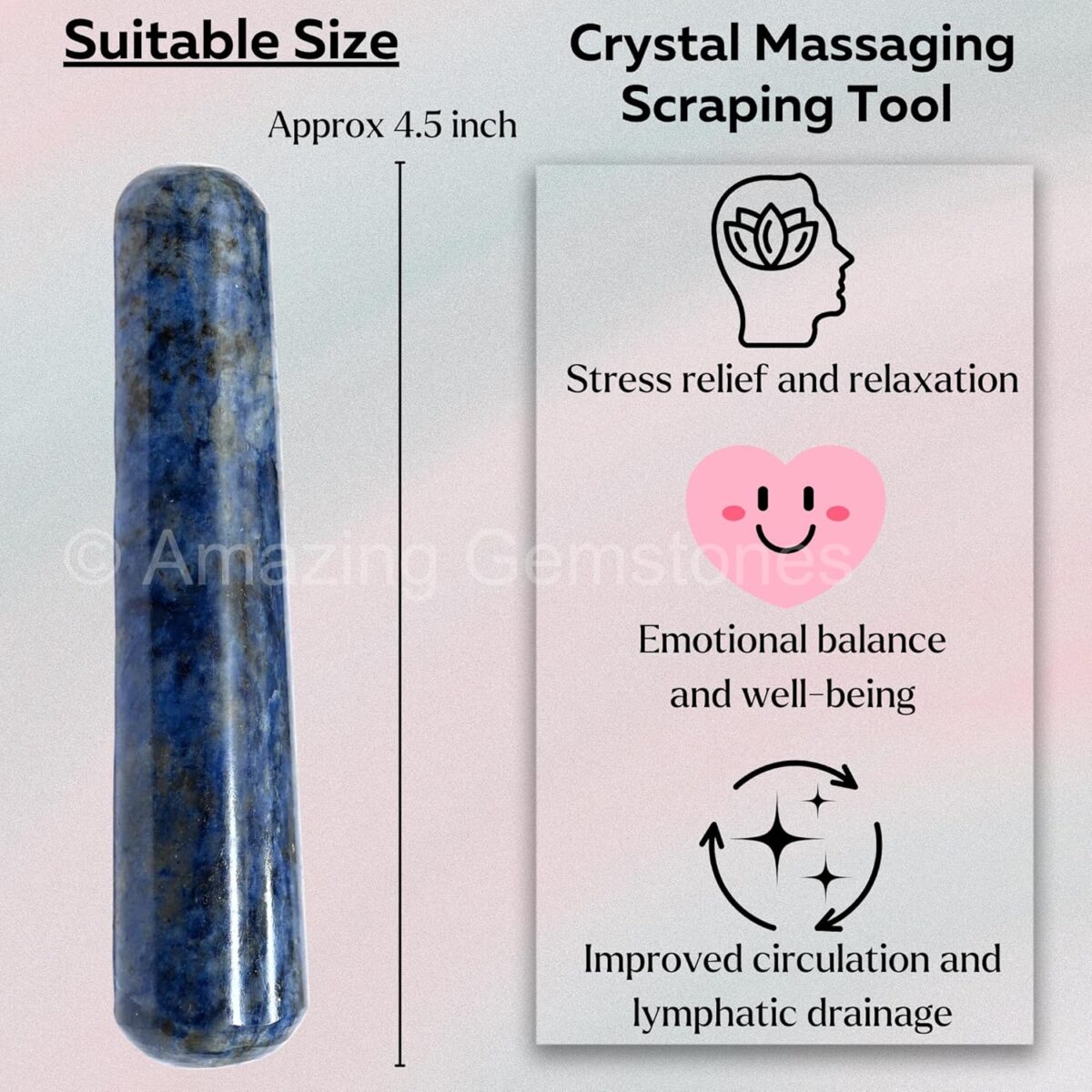 (Smooth) Crystal Wand Massage Stick - Pelvic Wand Gua Sha for Adults - Crystals and Healing Stones Massage Wands for Adults Gifts - Image 5