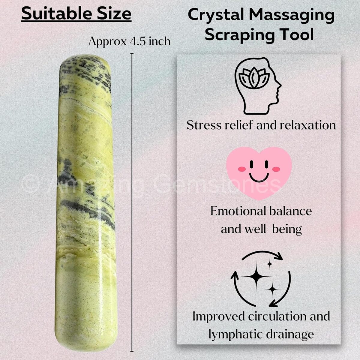 (Smooth) Serpentine Crystal Wand Massage Stick - Pelvic Wand Gua Sha for Adults - Crystals and Healing Stones Massage Wands for Adults Gifts - Image 5