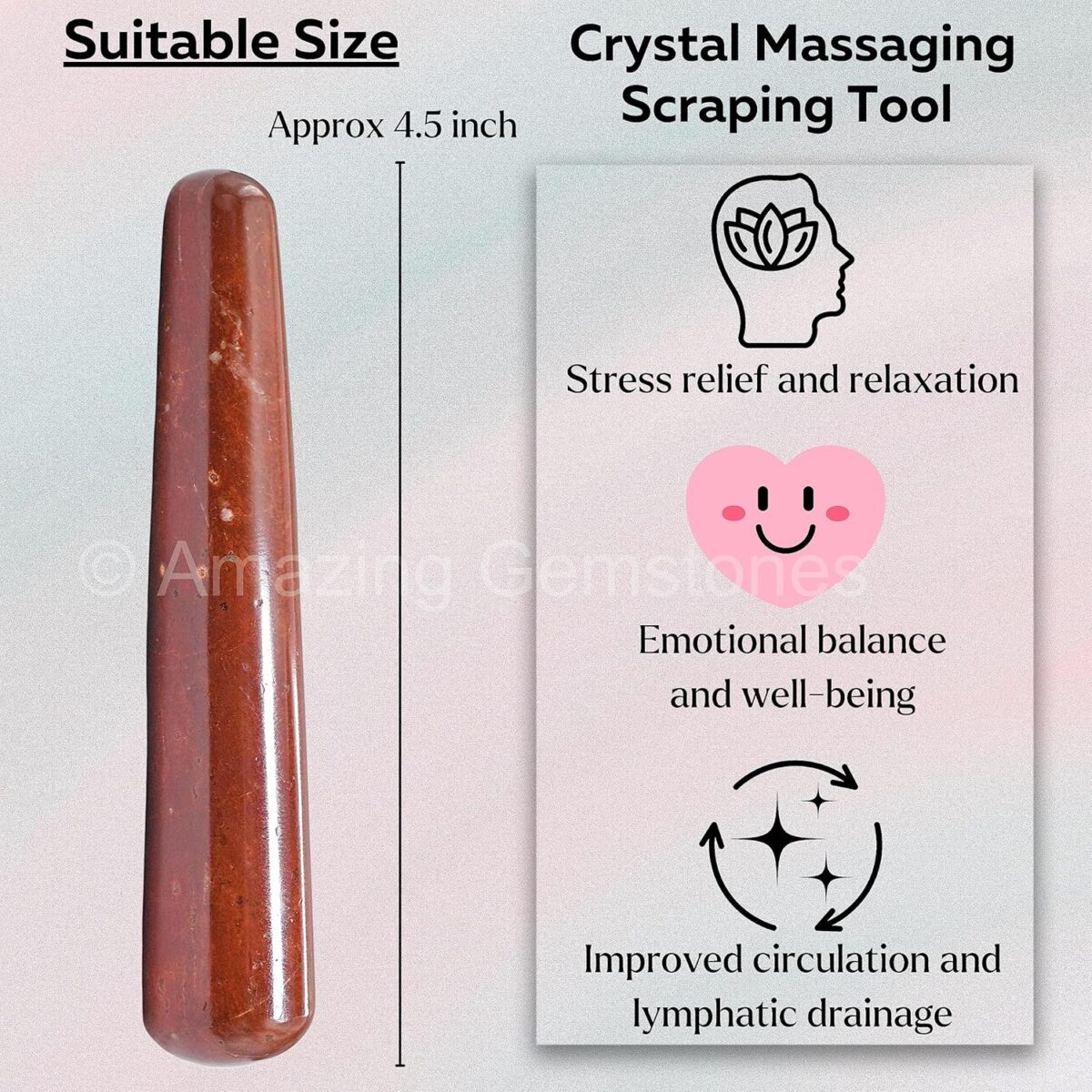 (Smooth) Red Jasper Crystal Wand Massage Stick - Pelvic Wand Gua Sha for Adults - Crystals and Healing Stones Massage Wands for Adults Gifts - Image 5
